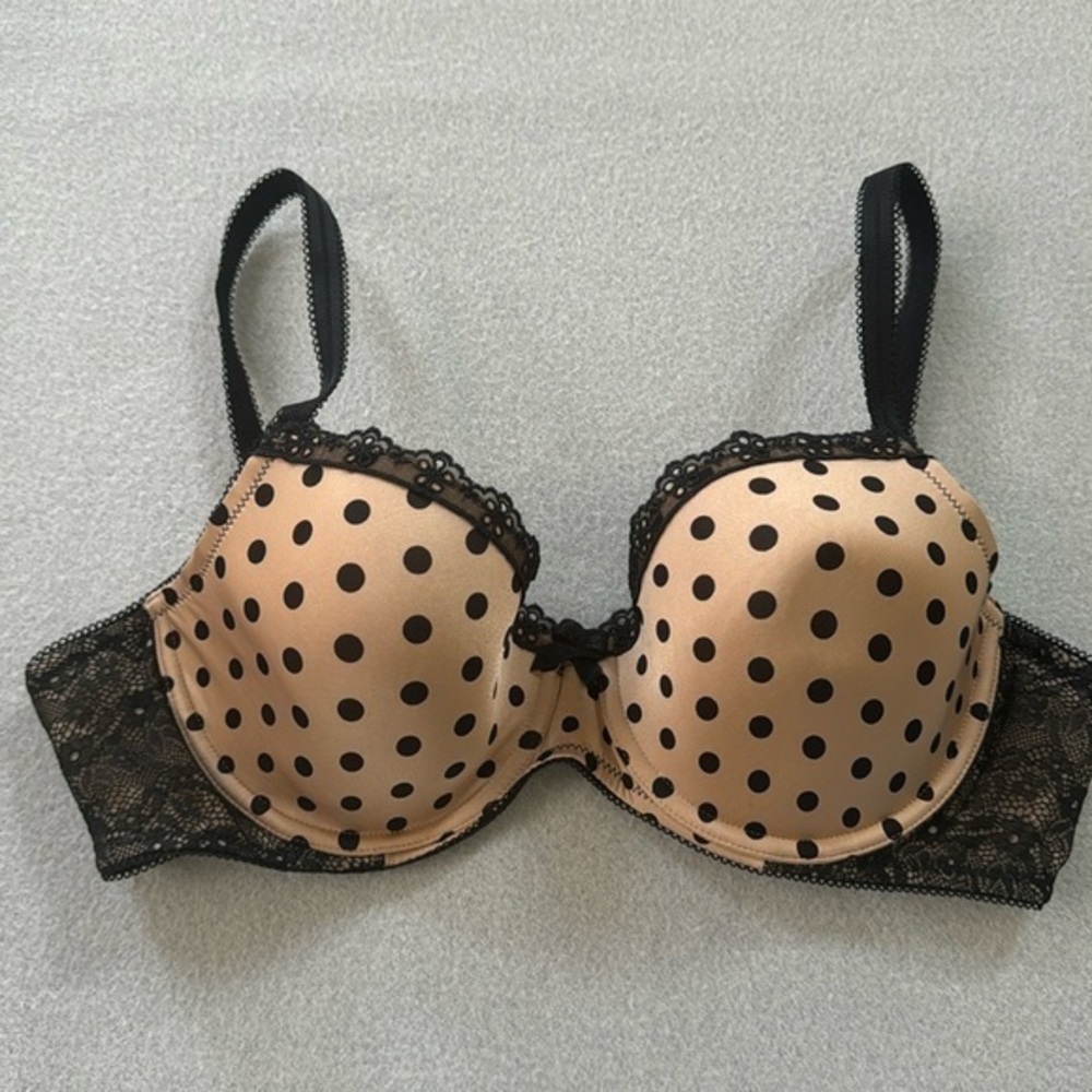 Wacoal Black and Tan Polka Dot Bra